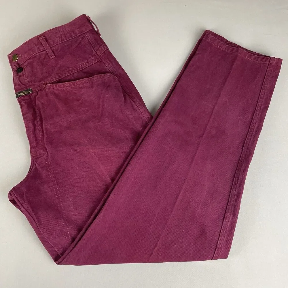Marithe Francois Girbaud Jeans Women's 33 Burgundy Denim Tapered Leg Made In USA